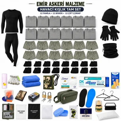 Emir 12’şer Adet İç Giyimli Havacı Kışlık Tam Asker Seti