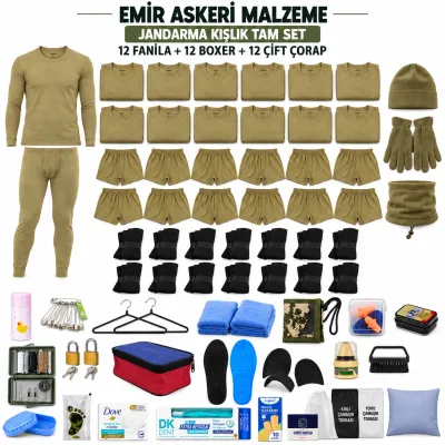 Emir 12’şer Adet İç Giyimli Jandarma Kışlık Tam Asker Seti