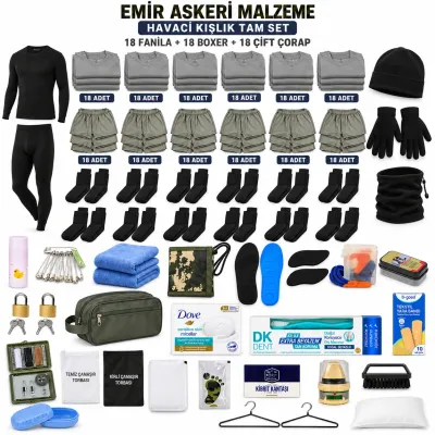 Emir 18’er Adet İç Giyimli Havacı Kışlık Tam Asker Seti