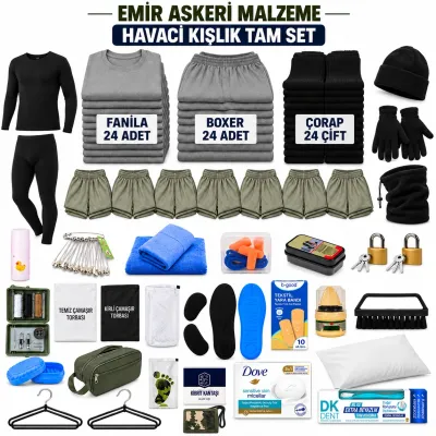 Emir 24’er Adet İç Giyimli Havacı Kışlık Tam Asker Seti