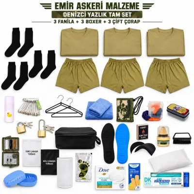 Emir 3’er Adet İç Giyimli Denizci Yazlık Tam Asker Seti