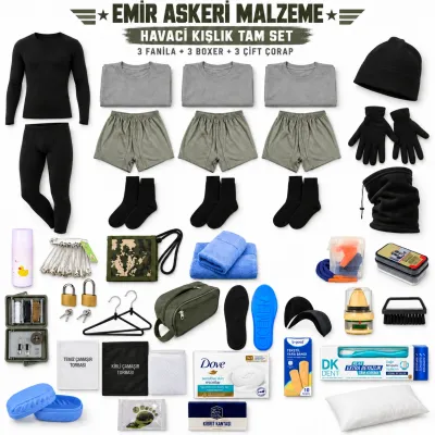 Emir 3’er Adet İç Giyimli Havacı Kışlık Tam Asker Seti
