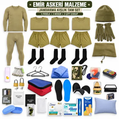 Emir 3’er Adet İç Giyimli Jandarma Kışlık Tam Asker Seti