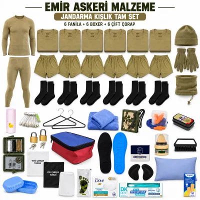 Emir 6’şar Adet İç Giyimli Jandarma Kışlık Tam Asker Seti