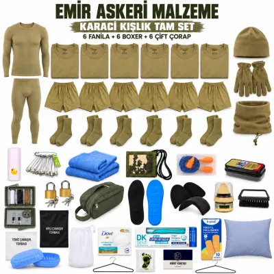 Emir 6’şar Adet İç Giyimli Karacı Kışlık Tam Asker Seti